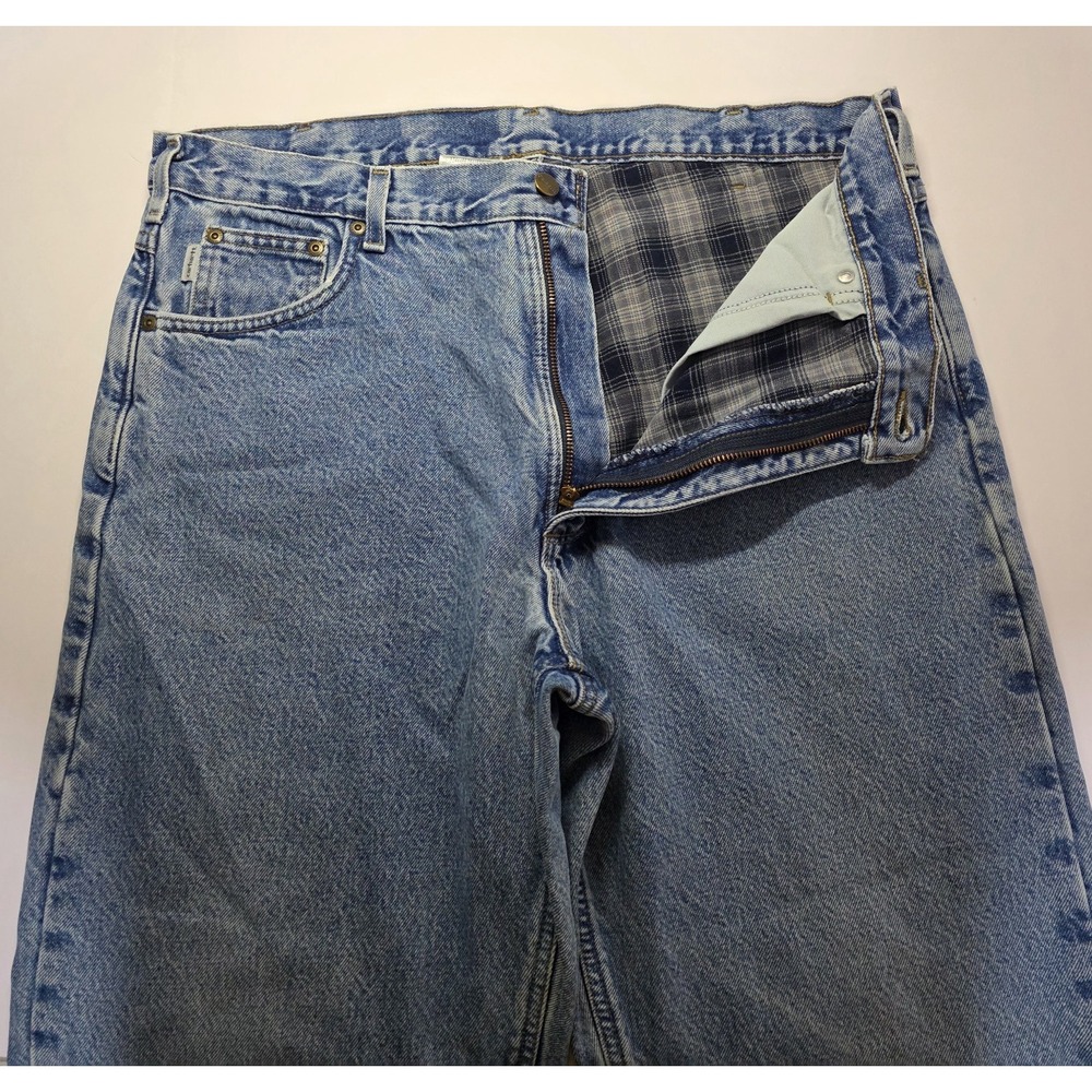 Carhartt Mens Size 38x32 Plaid Lined Denim‎ Jeans Pants